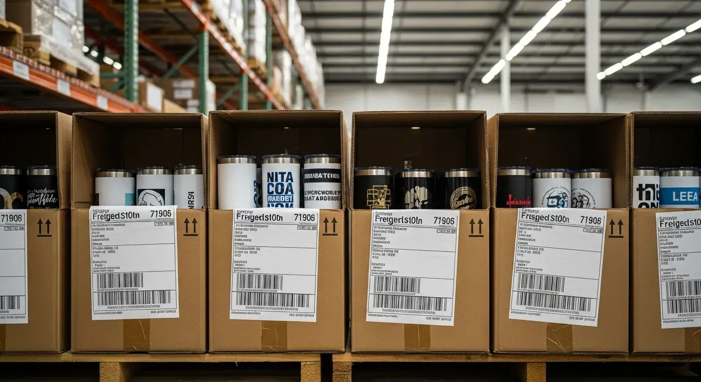 Reduce bulk shipping cost Tumblers in optimized cartons ready for freight shipment