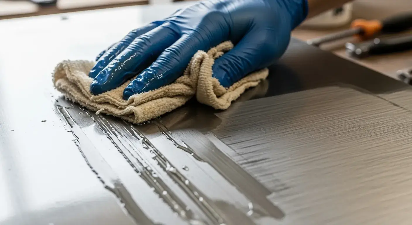 Scrubbing glue residue from stainless steel