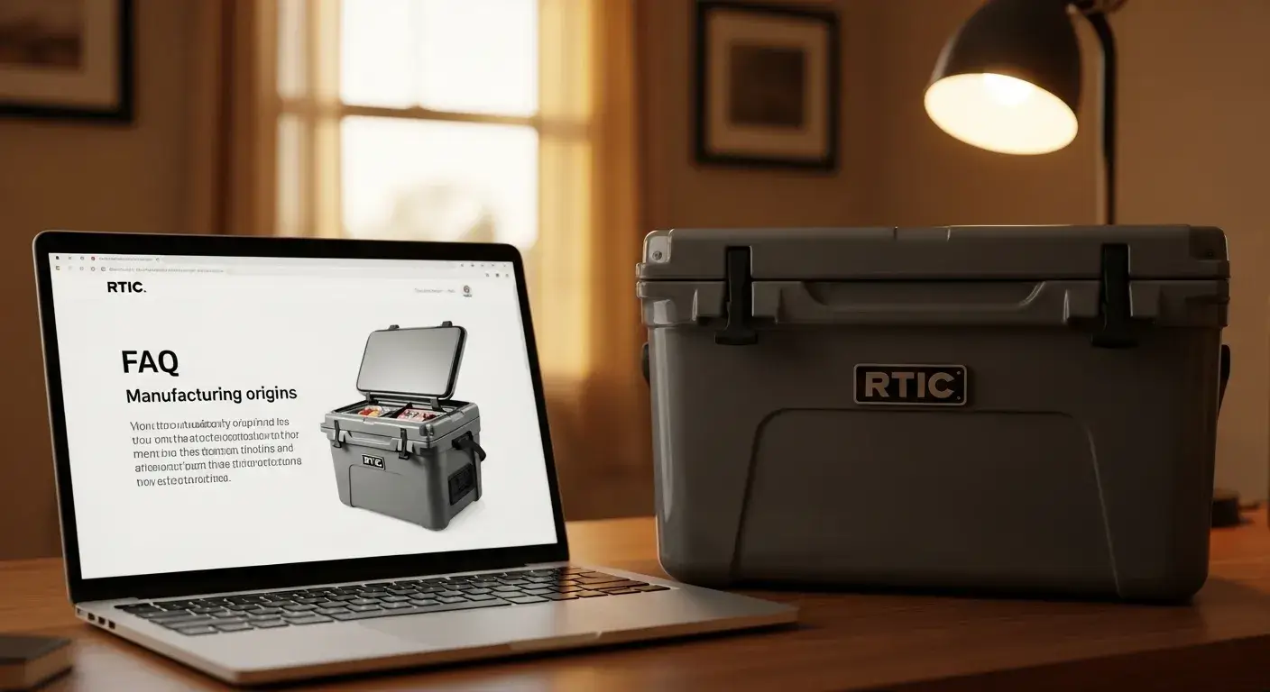RTIC website FAQ page on screen with cooler beside laptop