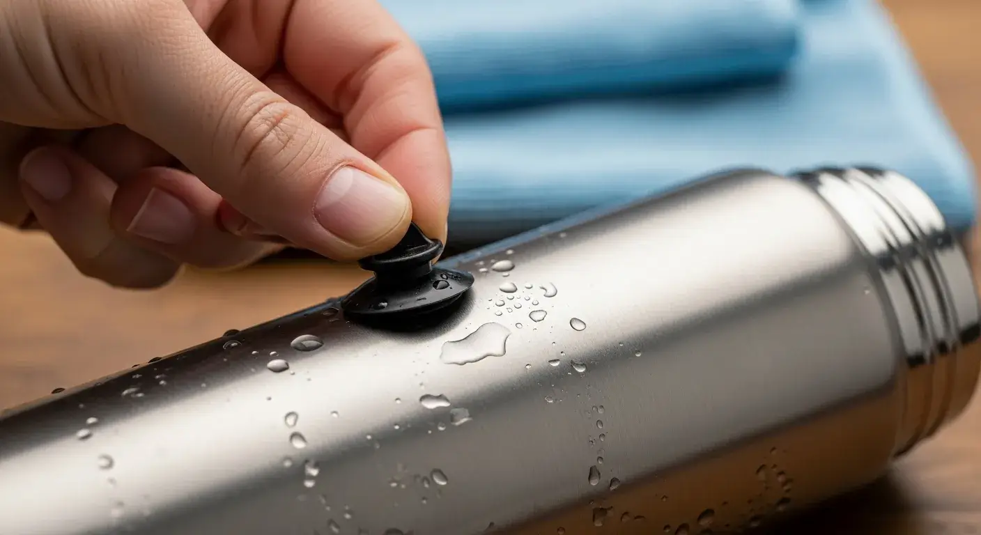 Using suction cup to fix S'well bottle dent