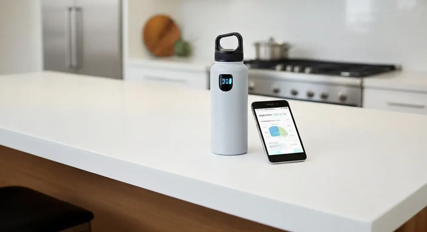 Smart bottle innovations Smart reusable bottle with app interface