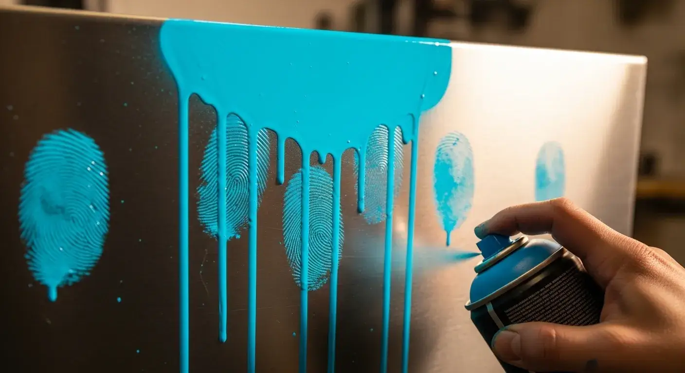 Dripping paint and uneven surface on stainless steel
