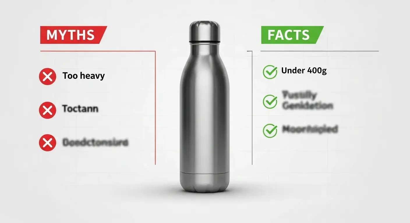 Stainless bottle with fact vs myth checkboxes