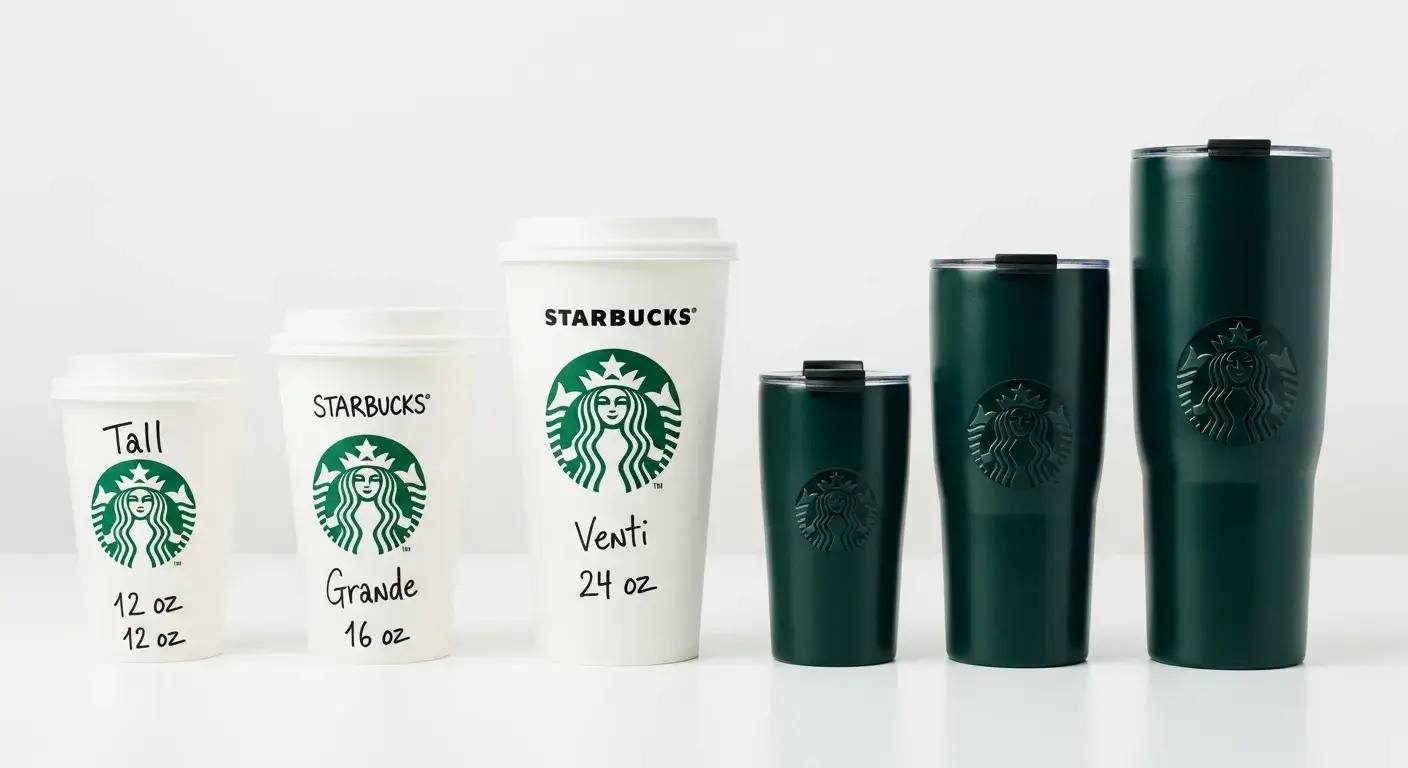 Comparison of Starbucks cups and generic tumblers by size