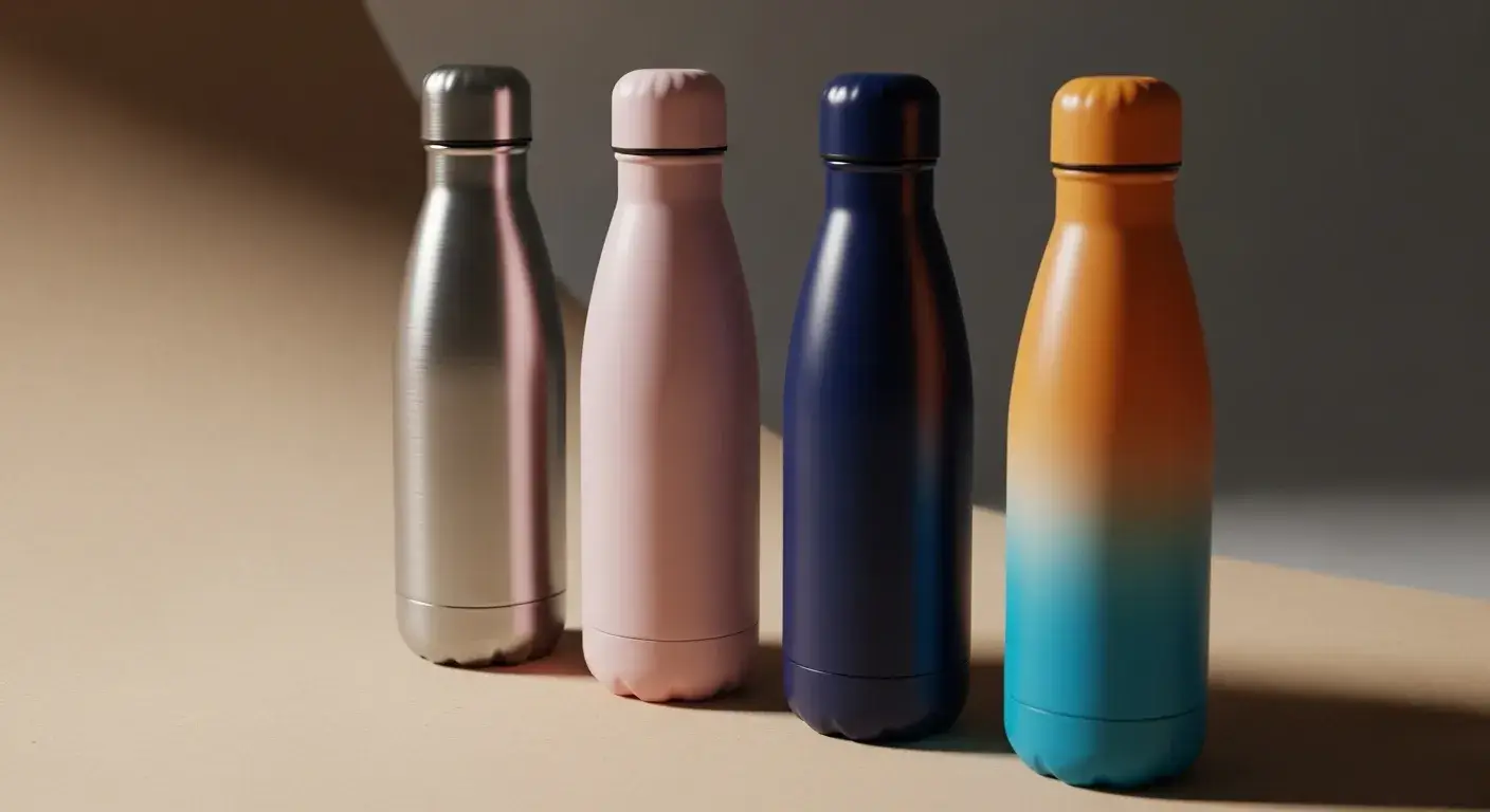 Line of stylish stainless bottles in different finishes