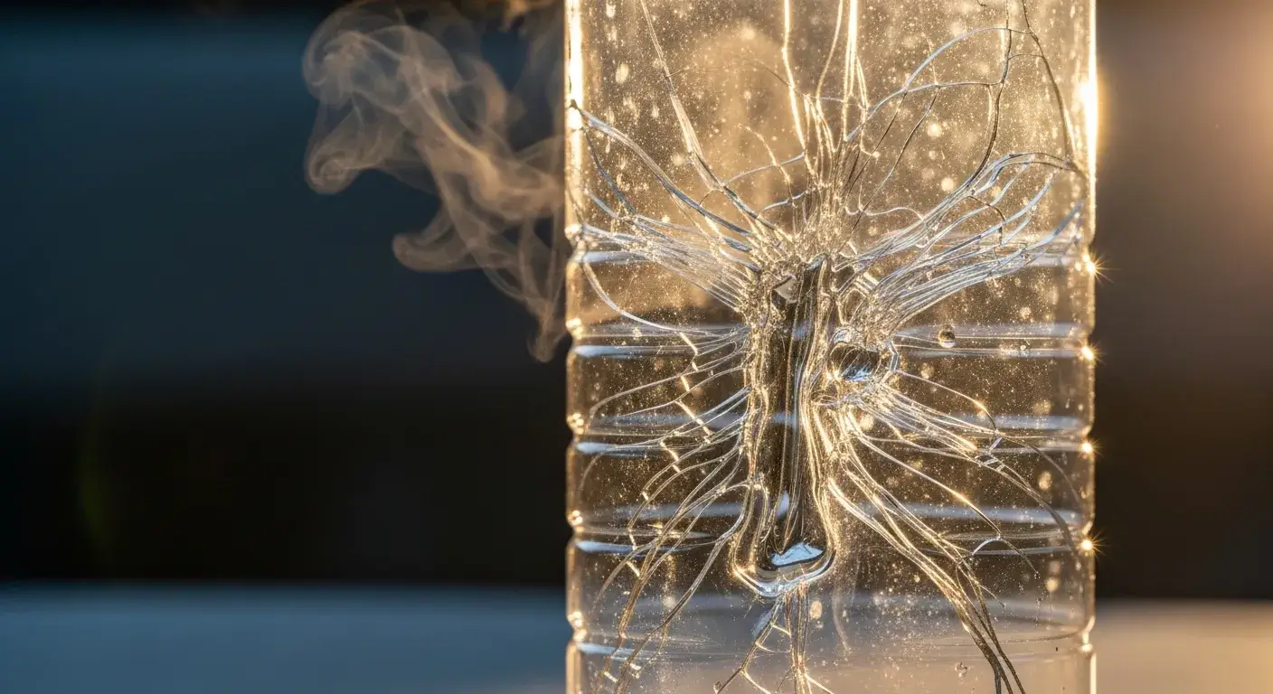 Cracked bottle after heat exposure