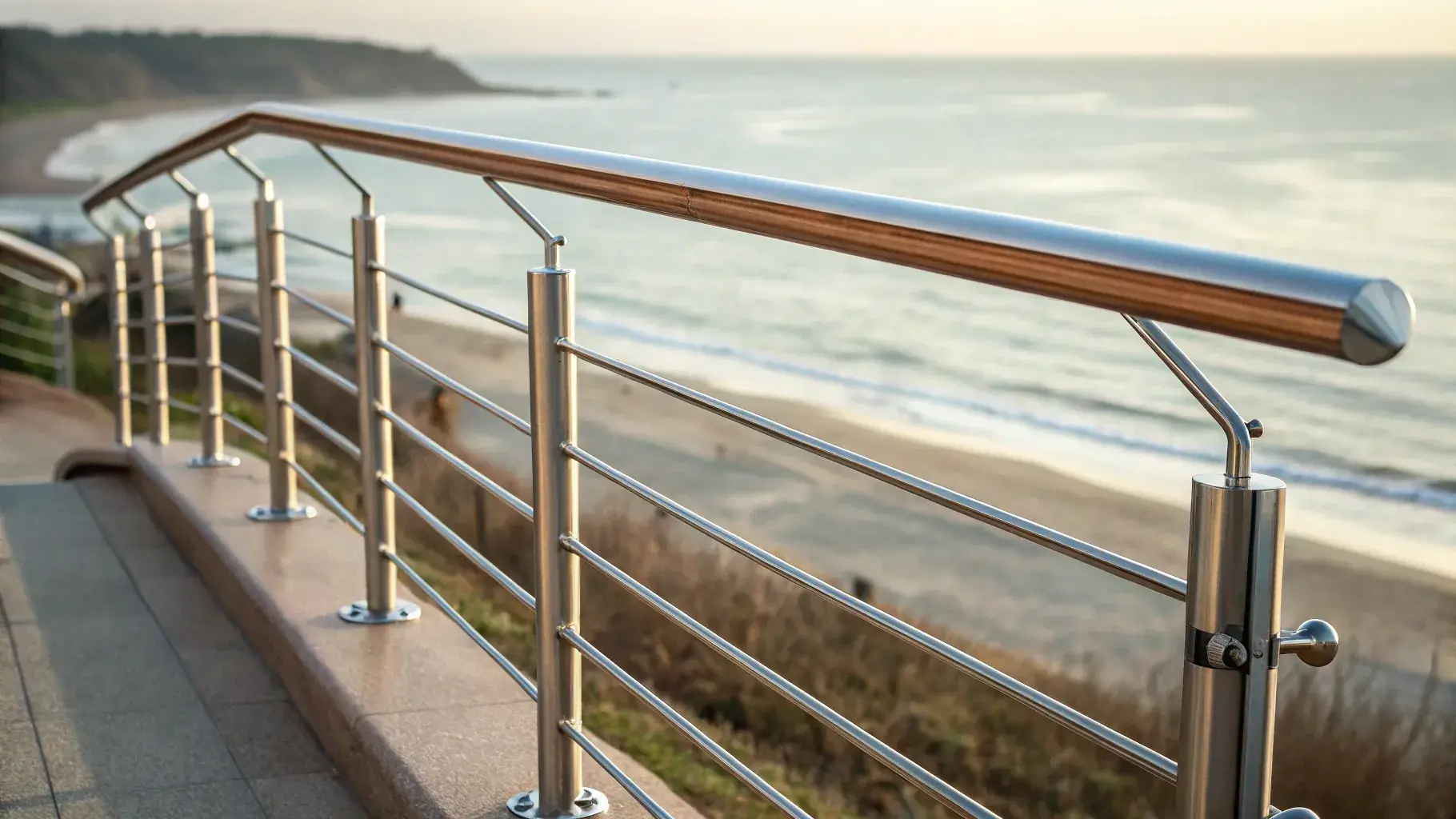 Tea staining effect Brown tea-stain corrosion on outdoor stainless rail