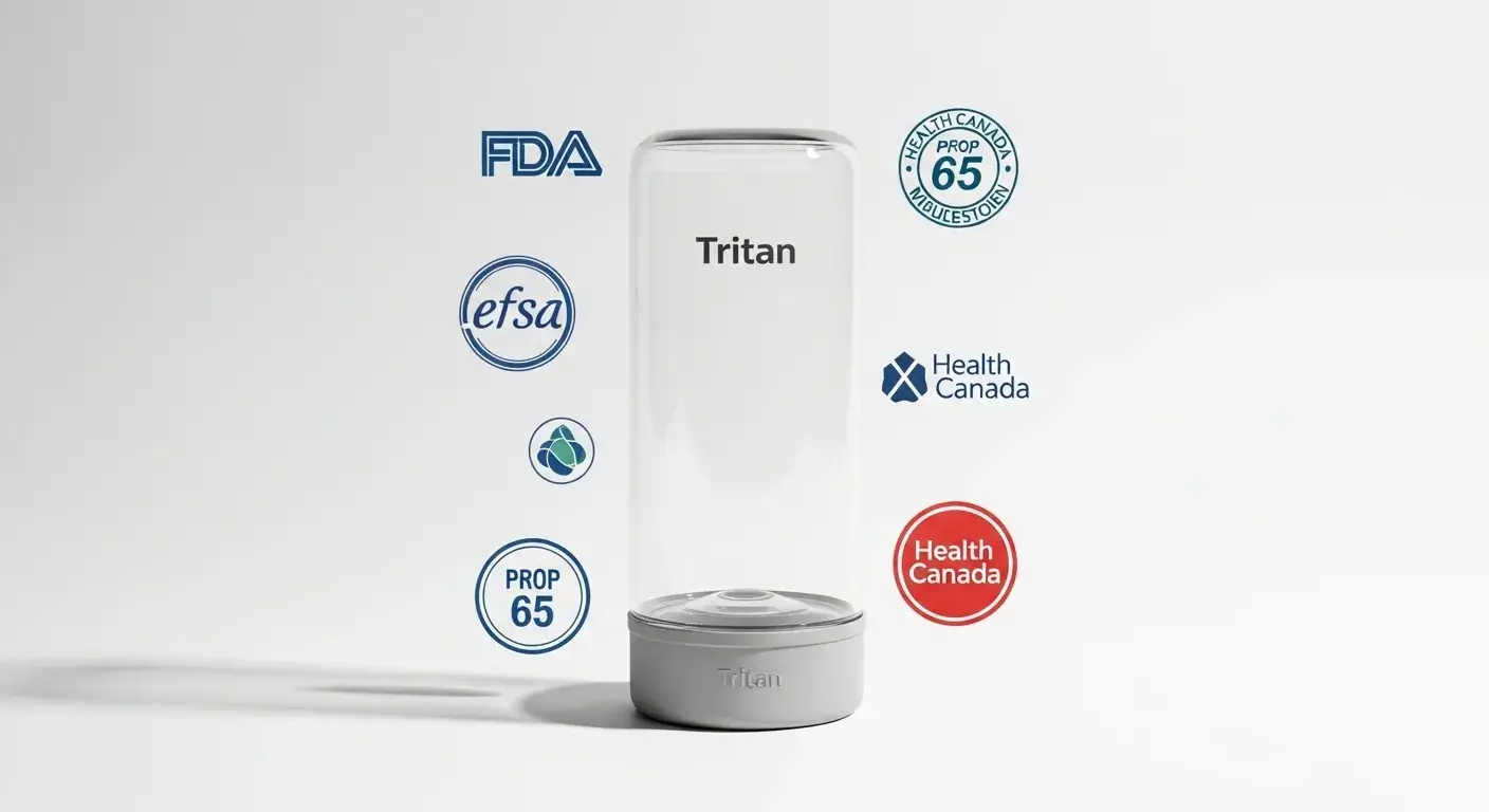 Tritan bottle with certification logos