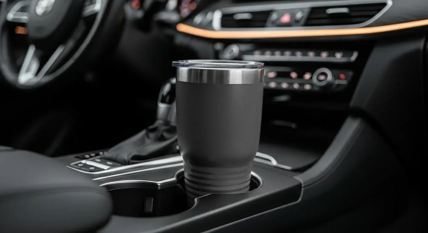 Medium-size tumbler fitting into car cup holder