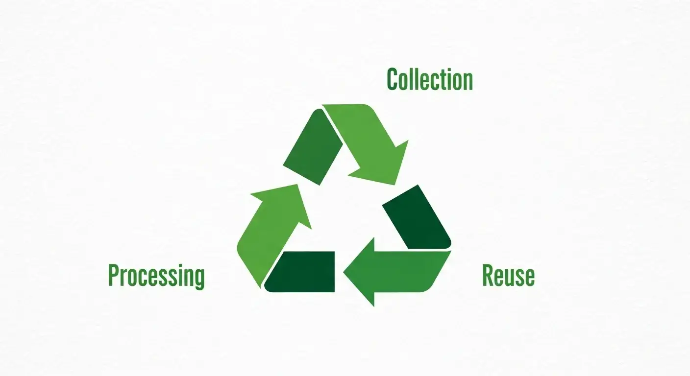 Recycling triangle with arrows and stages