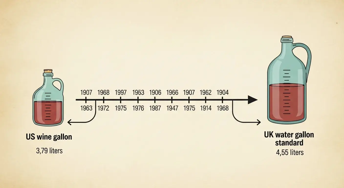 Illustration showing historical difference between US and UK gallons
