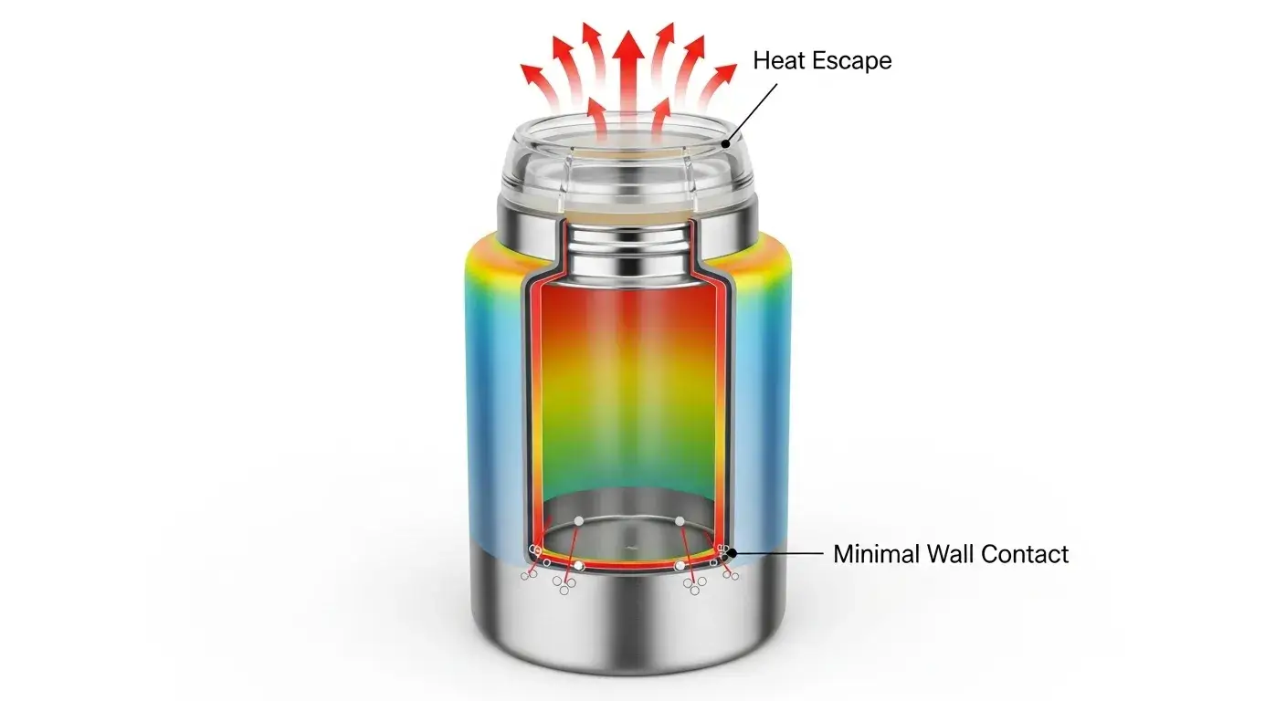 Flask heat loss points Where vacuum flasks lose heat
