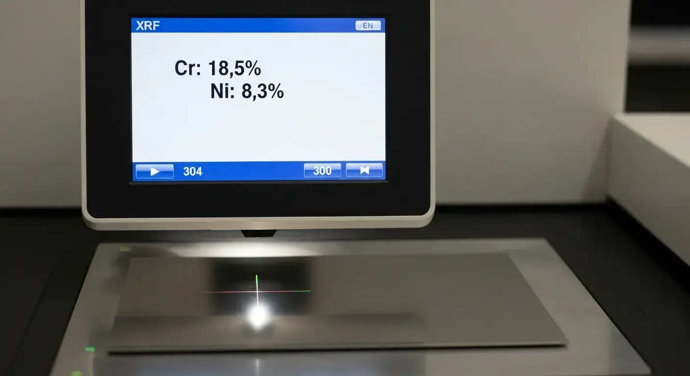 XRF test for 304 steel XRF scan showing chromium and nickel percentages