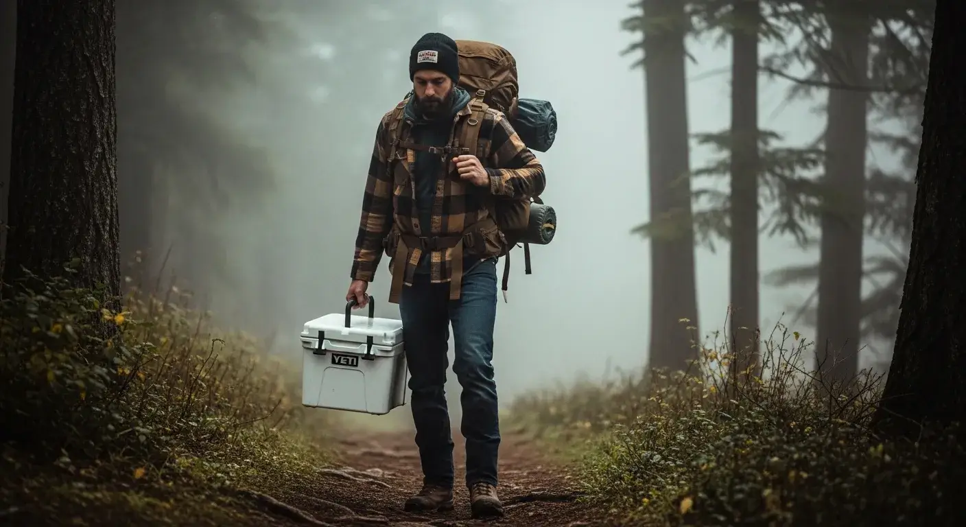 Yeti lifestyle ad with outdoor explorer