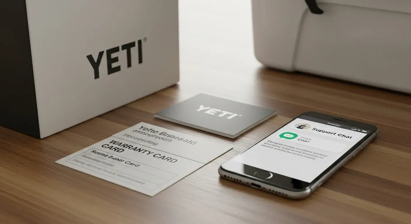 Yeti warranty support on phone and packaging