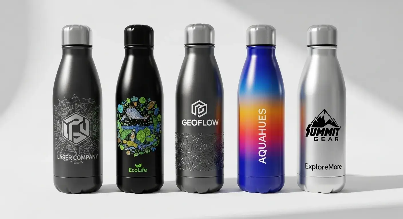 Lineup of bottles with different custom finishes