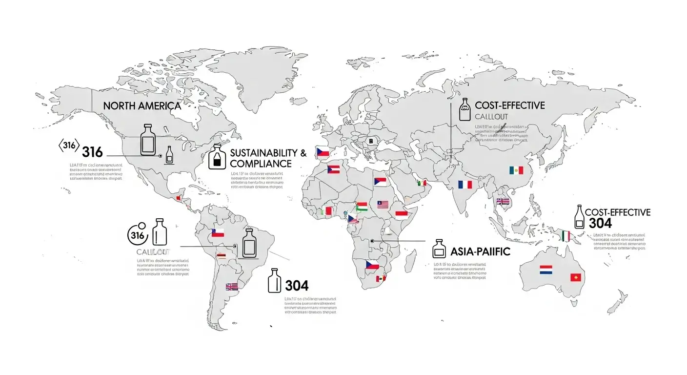 World map with icons showing preferred insulated bottle grades by region