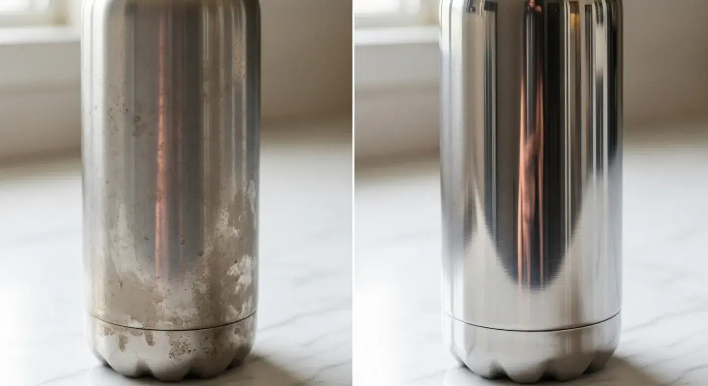Before and after cleaning 201 stainless steel