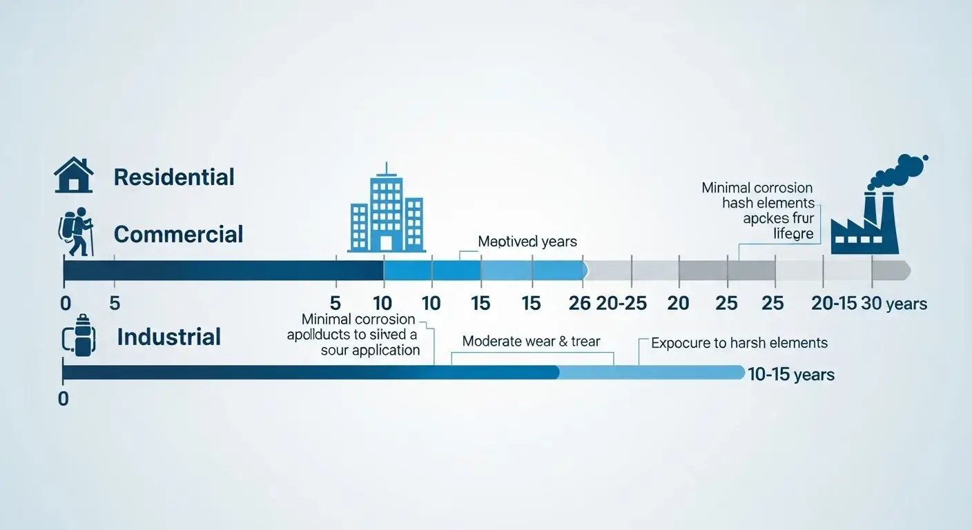 Timeline showing lifespan of 304 stainless steel