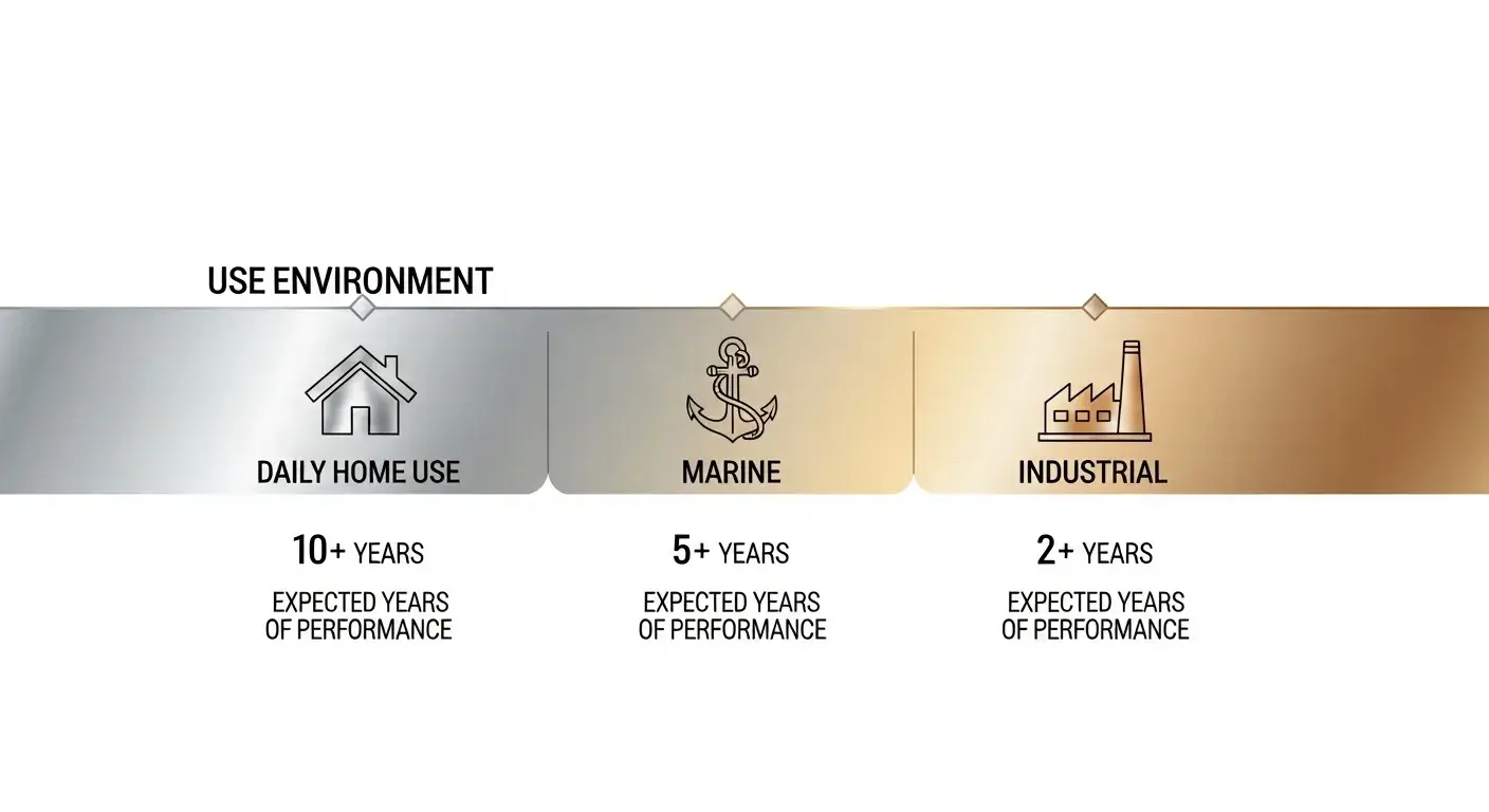 Timeline showing 316 stainless drinkware lifespan