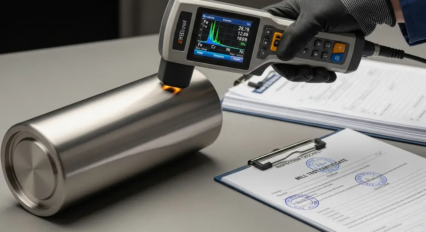 316 stainless verification with XRF analyzer and mill certs