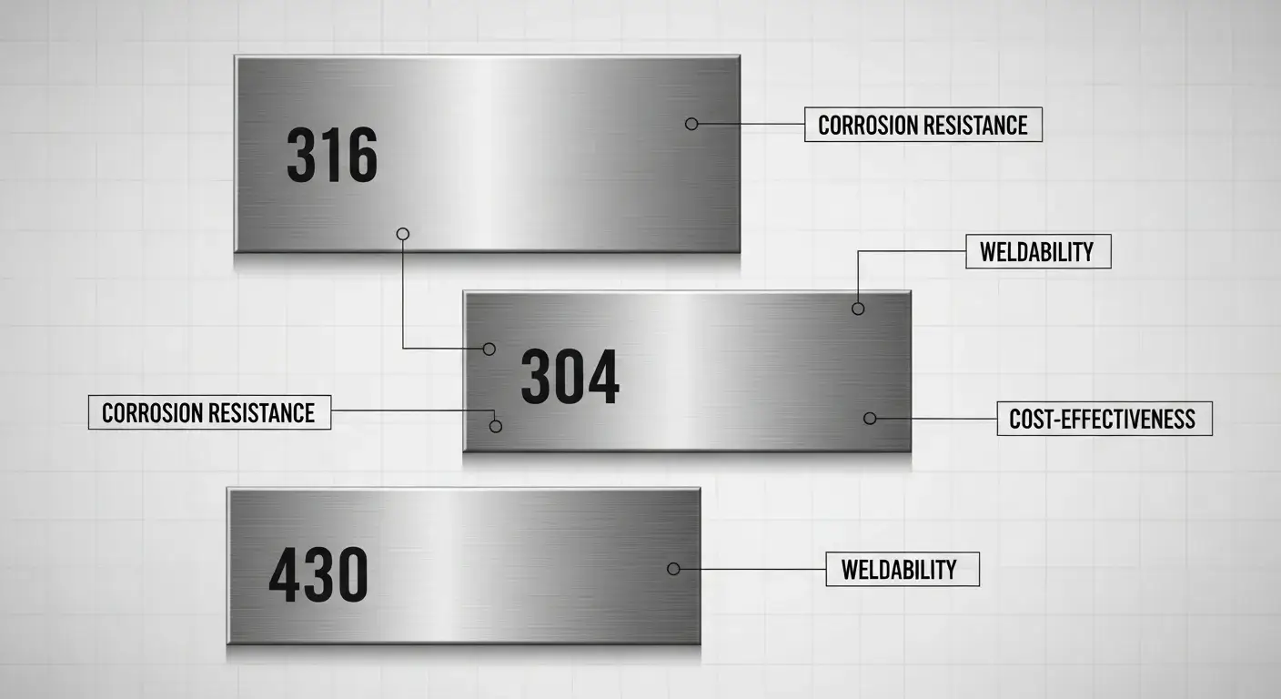 Cost comparison of 316, 304, and 430 stainless steel