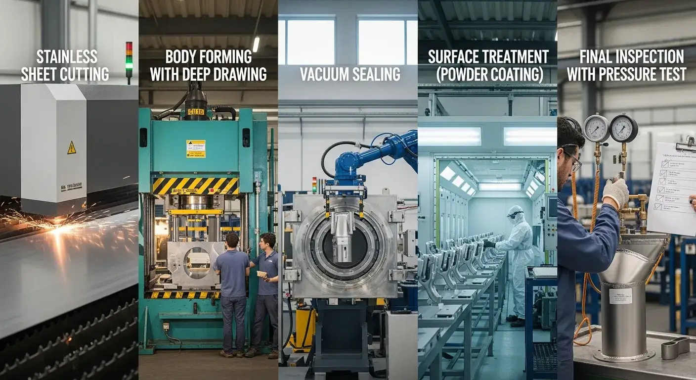 Stages of stainless steel water bottle manufacturing