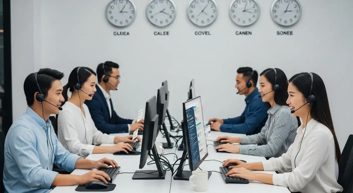 Customer service team offering global support