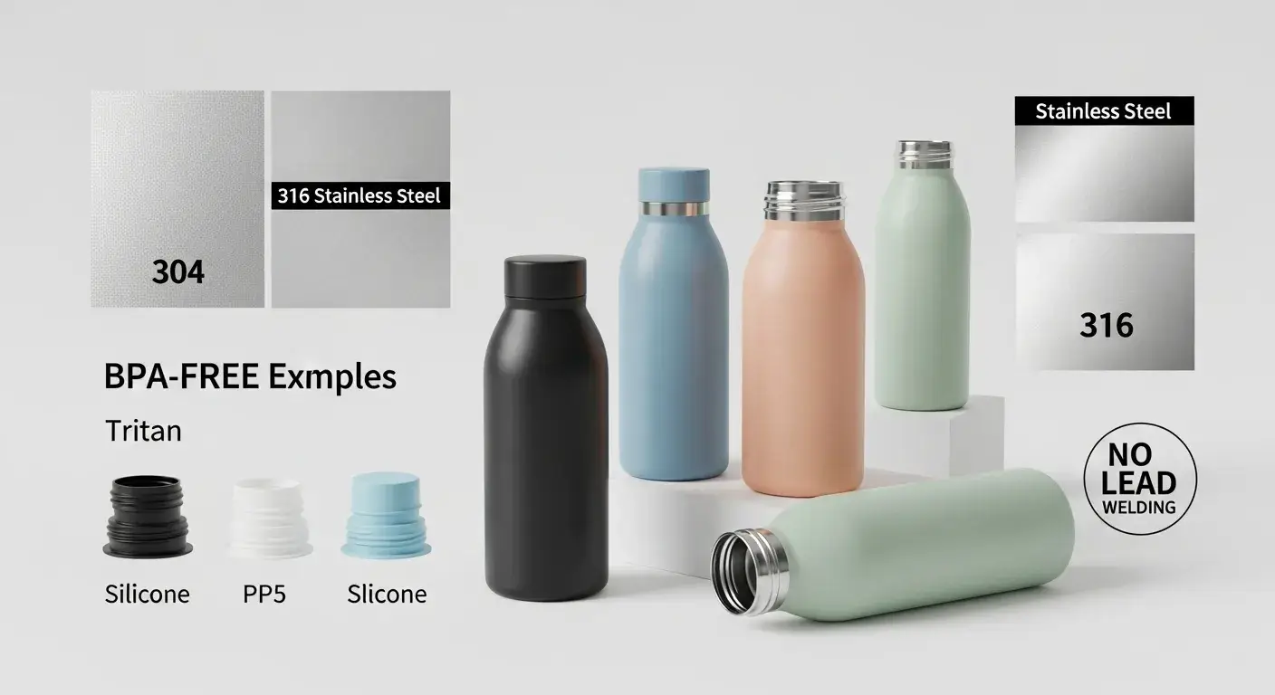 Safe stainless steel materials and lids