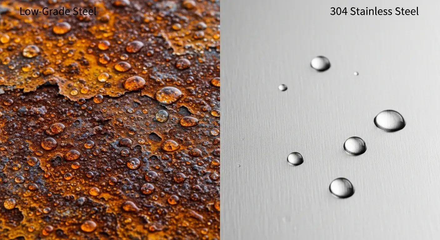 304 stainless steel vs rusted steel comparison