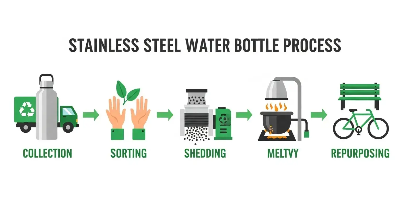 Infographic showing how stainless steel water bottles are recycled