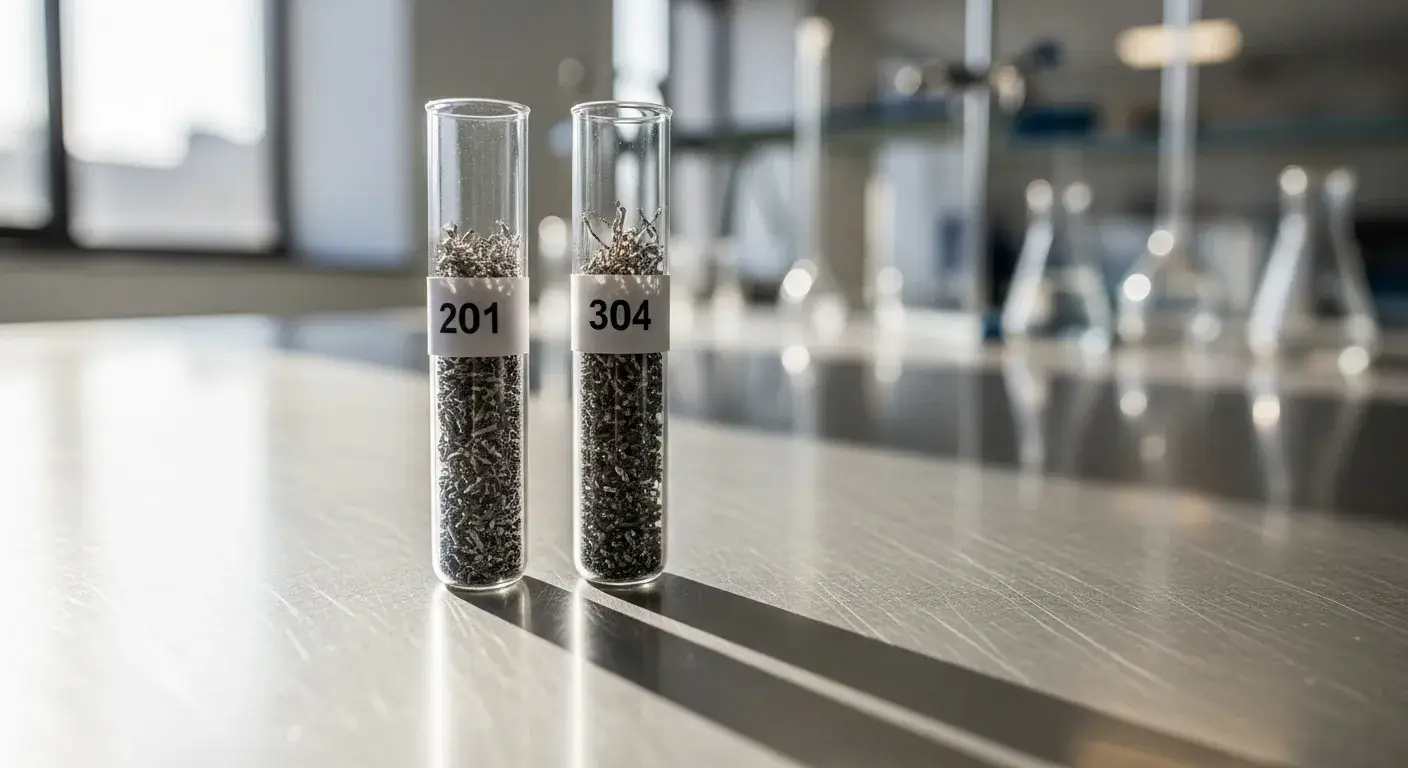 Comparison of 304 and 201 stainless steel composition