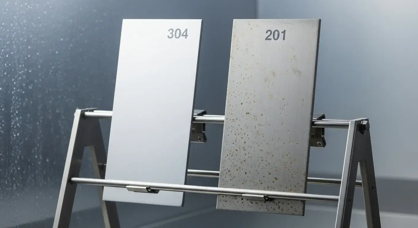 Corrosion comparison of 201 and 304 samples
