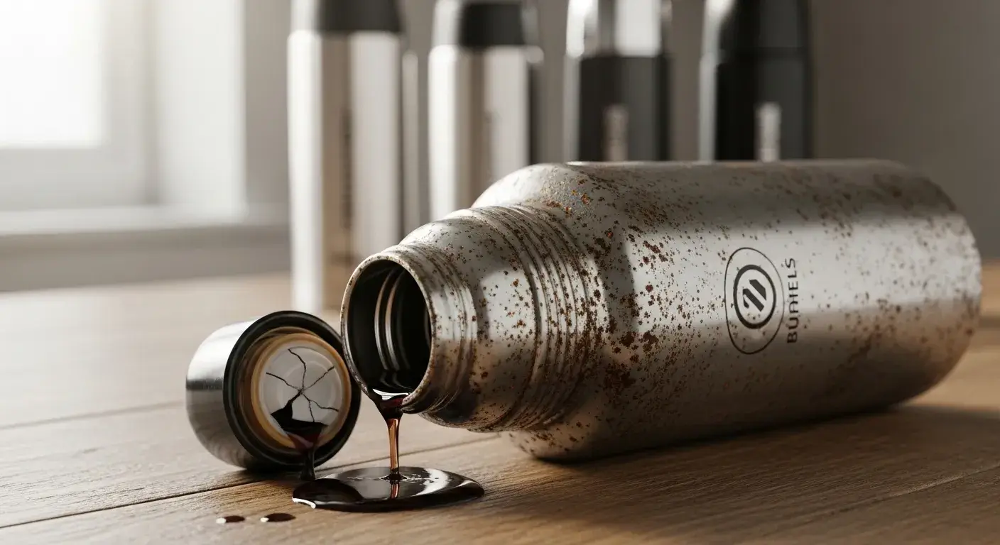 Basic thermos showing signs of wear and leakage