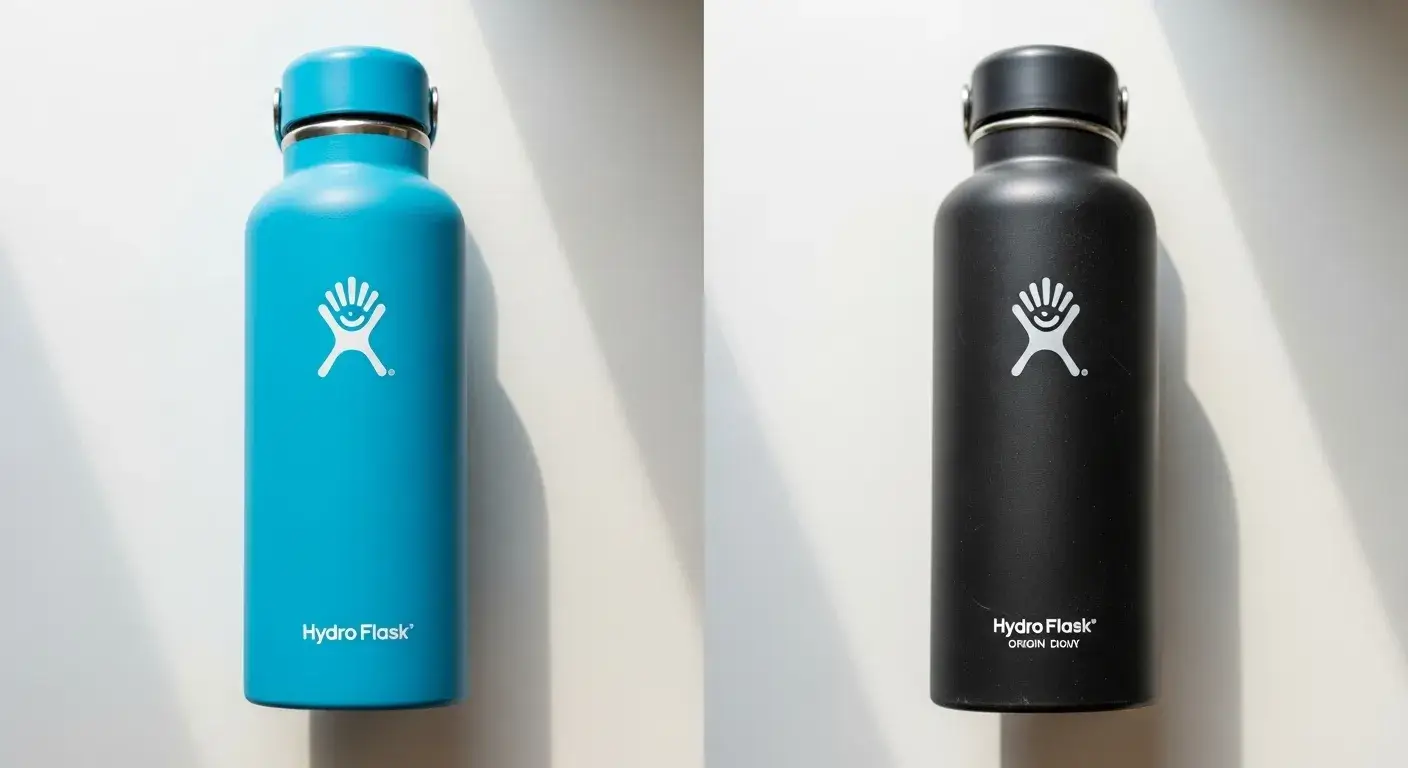 Comparison of authentic and counterfeit Hydro Flasks