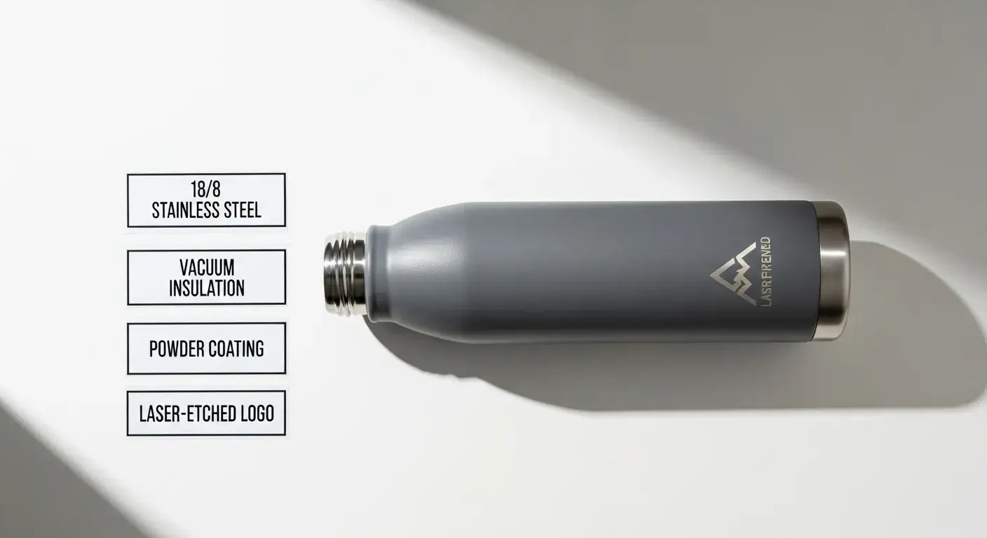 Infographic showing Hydro Flask materials and parts