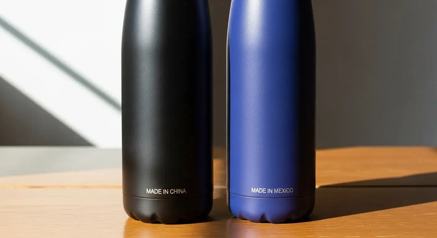 Side-by-side Hydro Flasks from China and Mexico