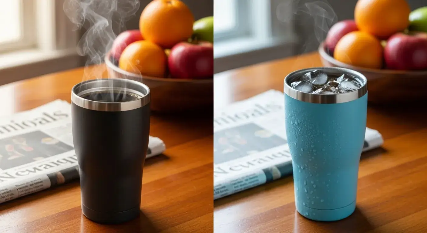 Hot and cold beverages in tumblers