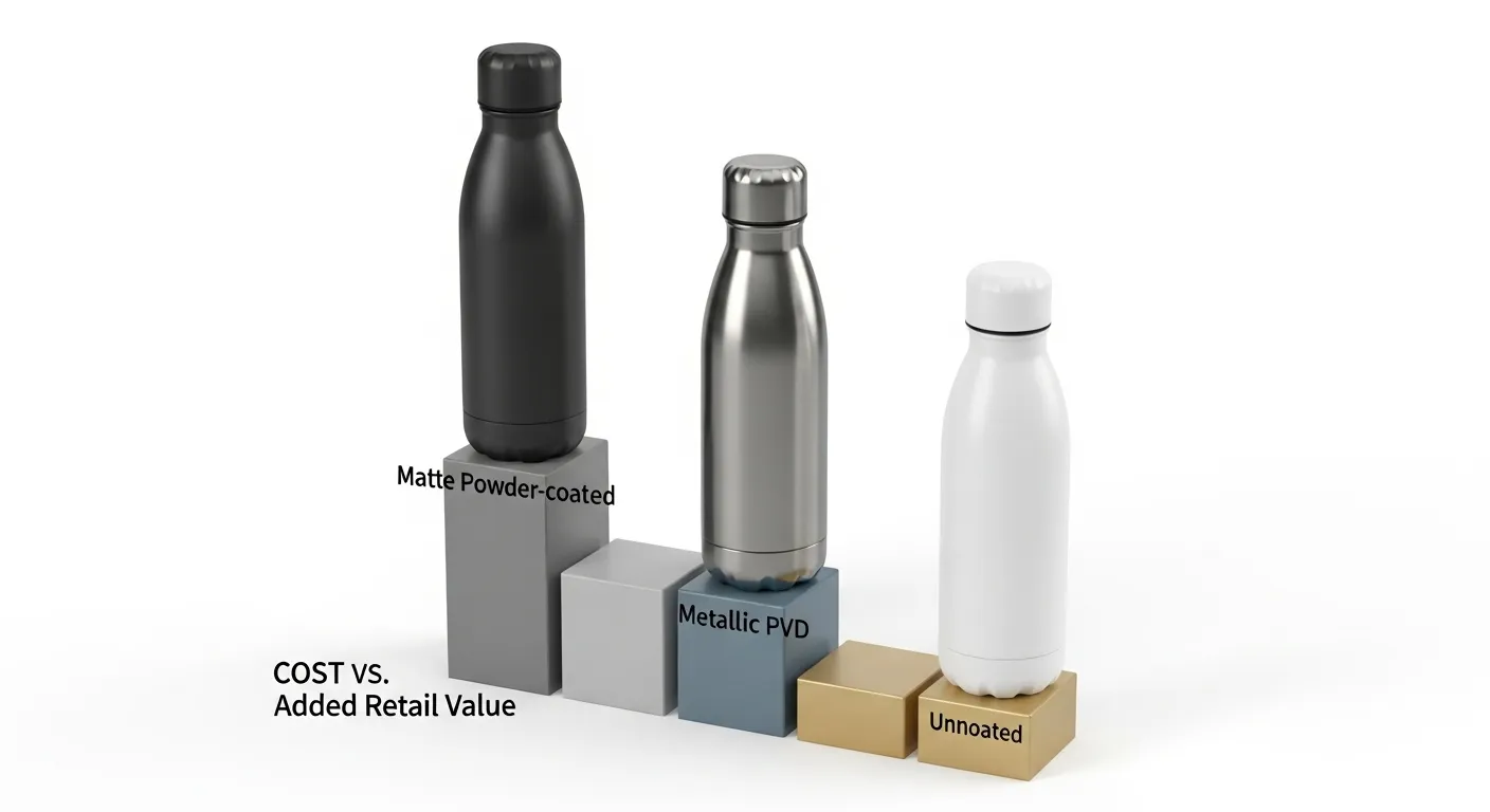 Coating ROI comparison Bottles on graph background showing cost vs. value