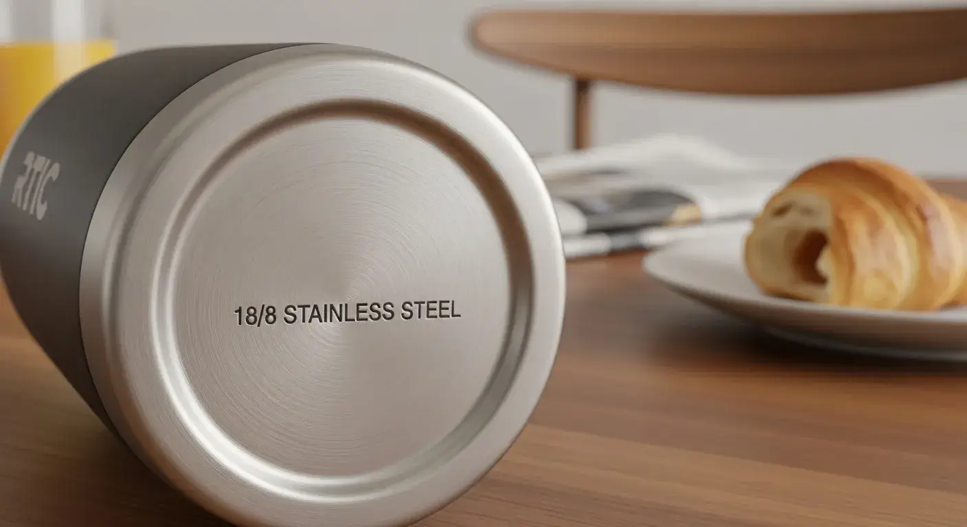 Close-up of RTIC stainless steel tumbler finish
