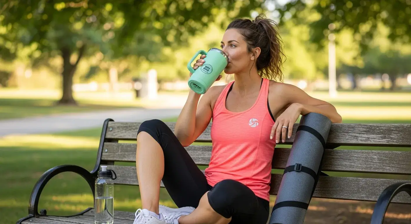 Person using BPA-free RTIC tumbler outdoors