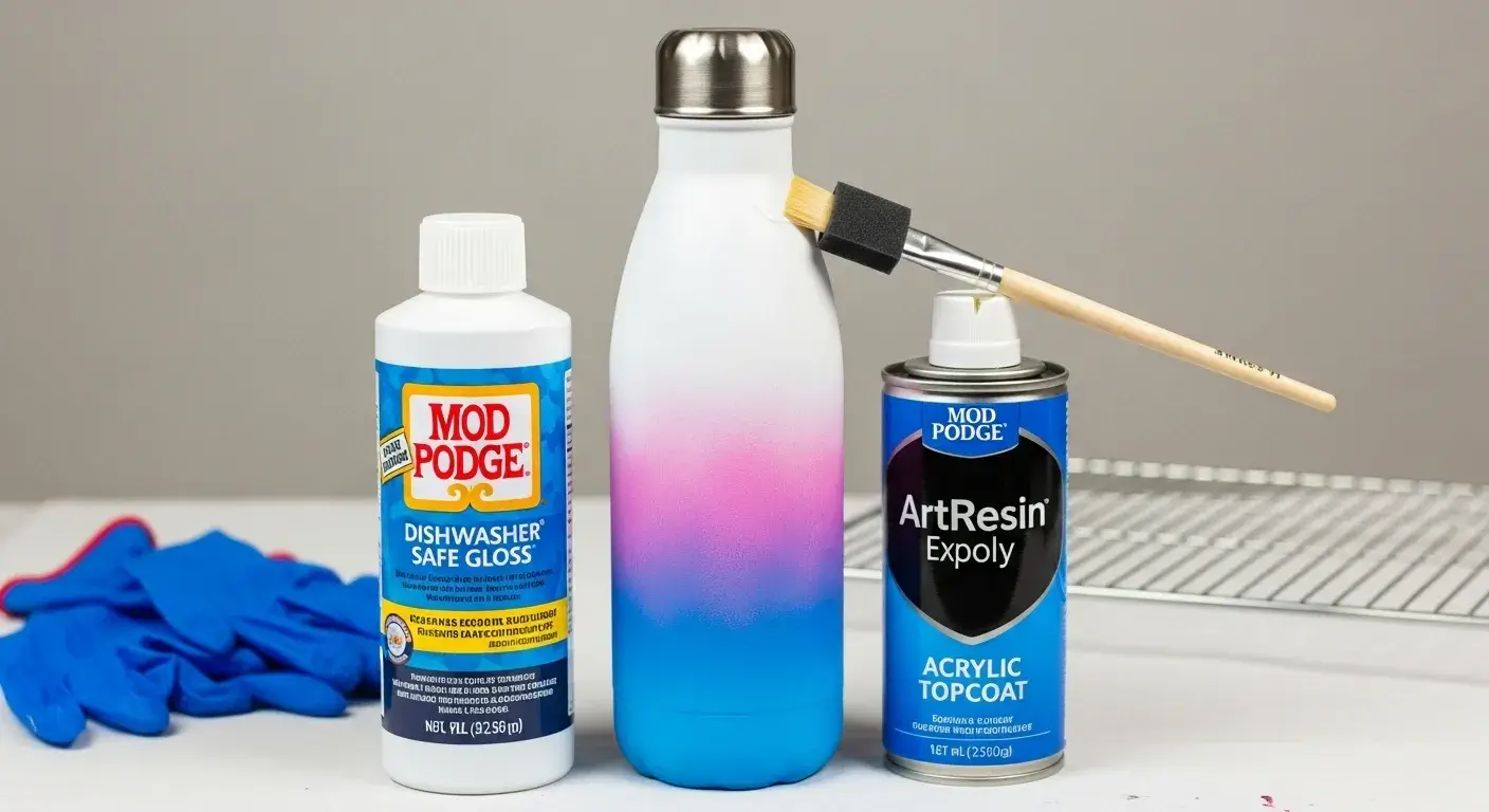 Sealing options for painted bottles Sealers like Mod Podge and epoxy beside painted bottle