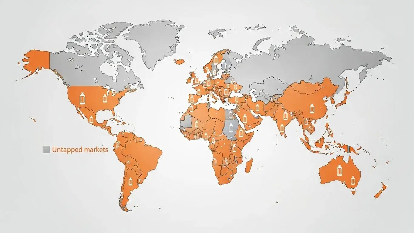 World map showing Asobu distribution reach