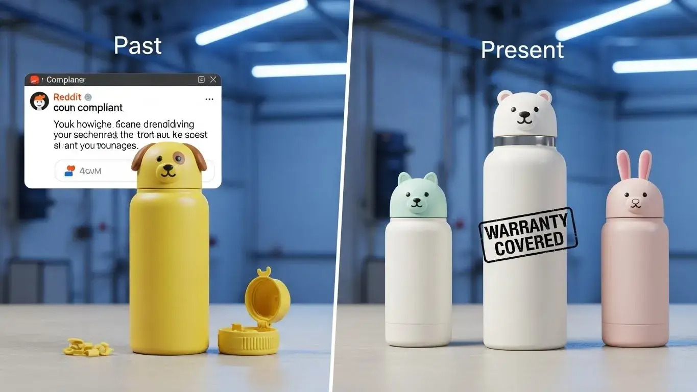 Asobu bottle with broken lid and fixed version