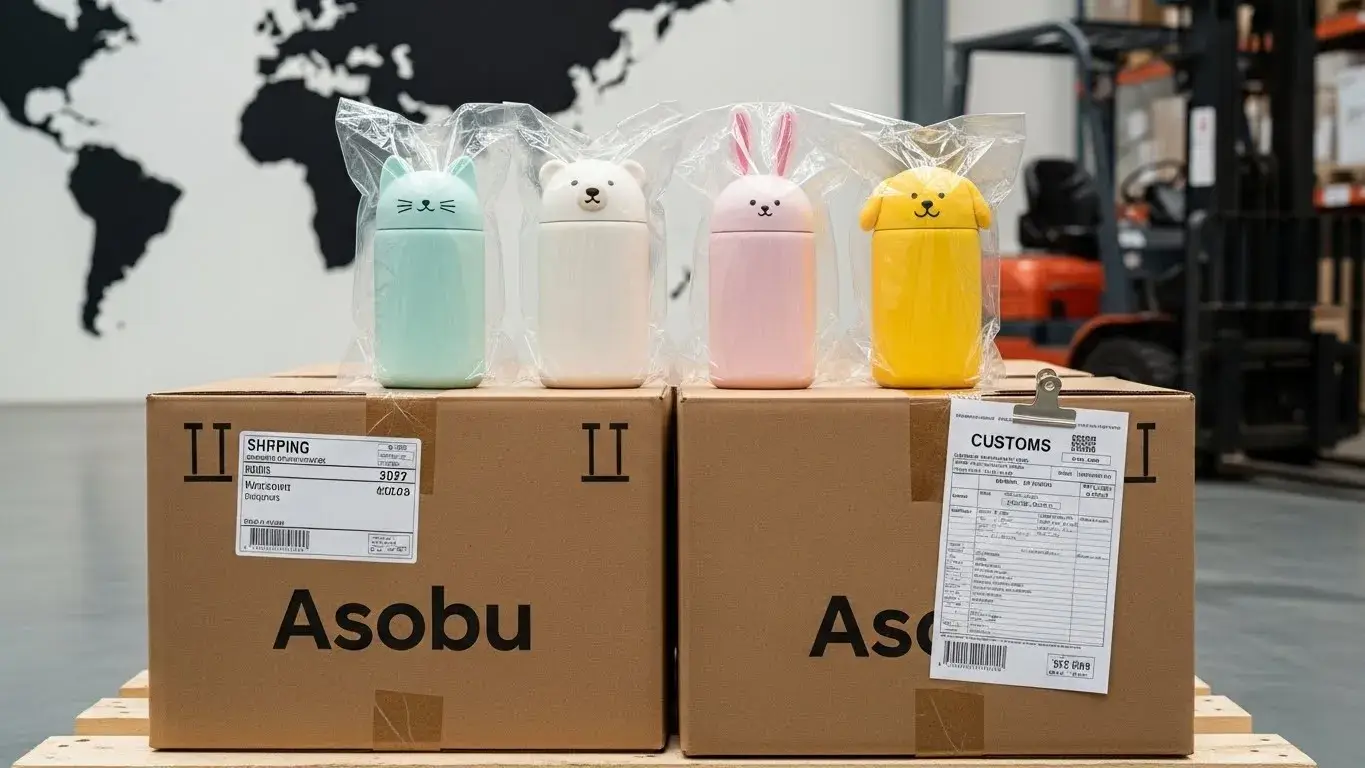 Boxes of Asobu bottles ready for shipment