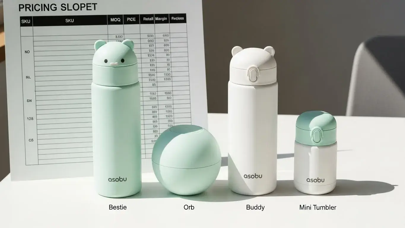 Asobu bottles with wholesale pricing chart