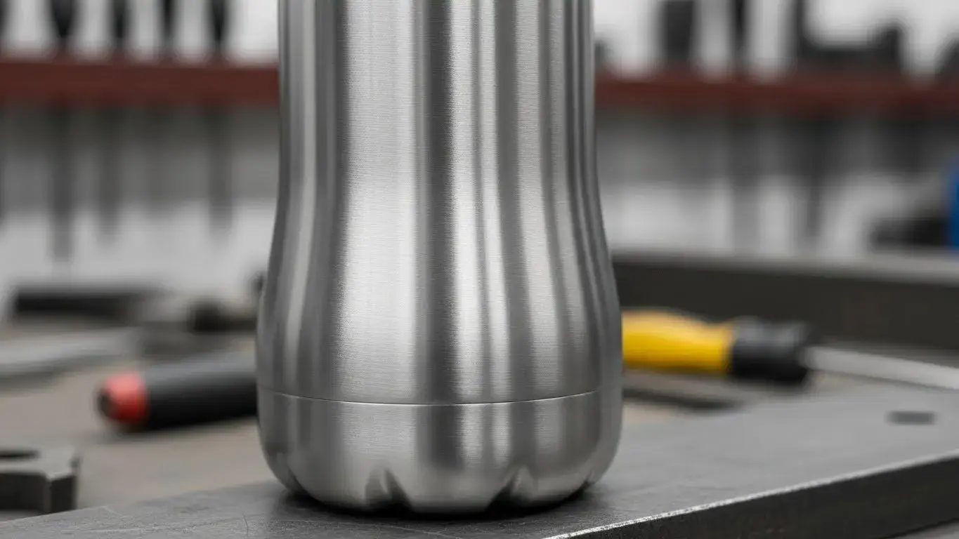 SUS304 stainless steel bottle showing weld and base