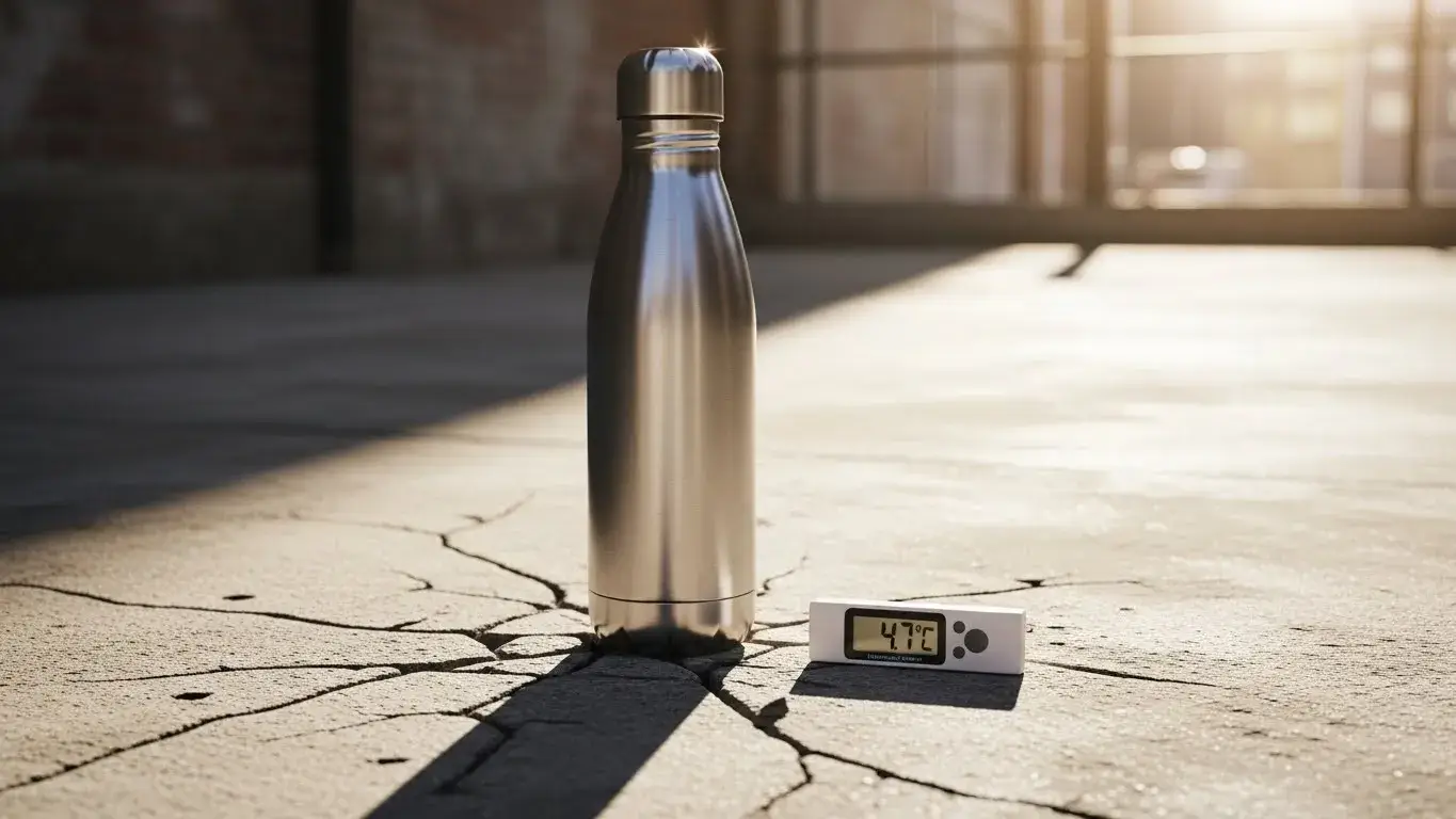 Insulated bottle on concrete post-drop test