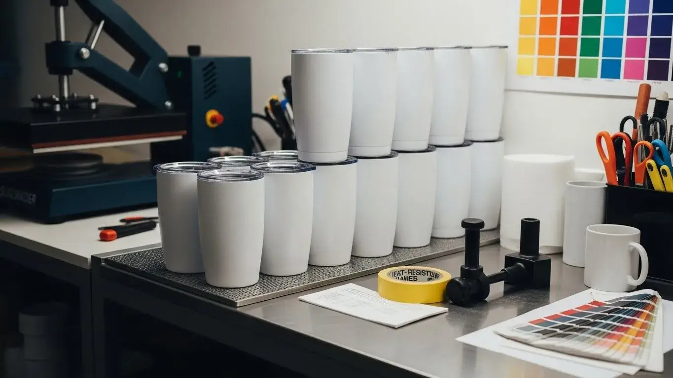 Blank stainless tumblers ready for customization