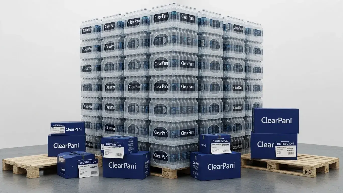 ClearPani bottled water case for bulk use